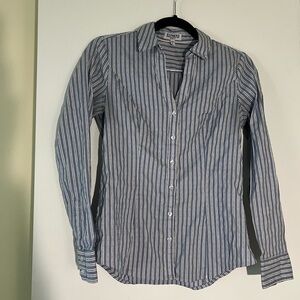 Express Blue and White Classic Button Down Shirt